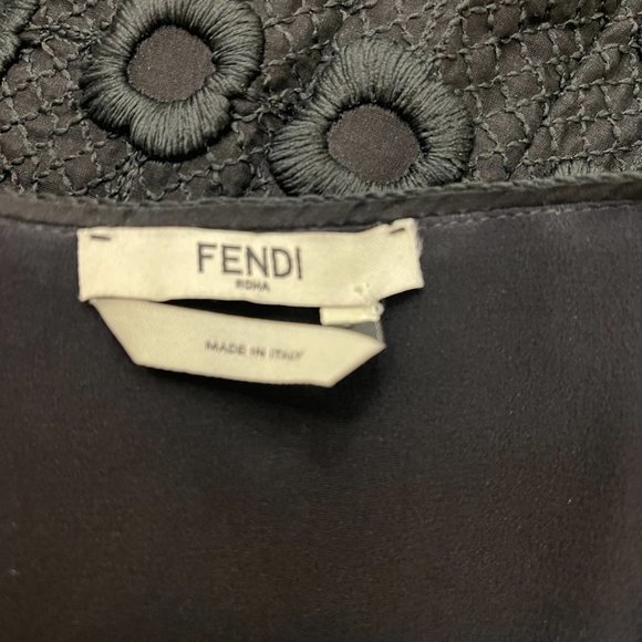 FENDI  Belted Silk-organza Midi Dress In Black Size 44IT,MUS - Picture 13 of 15